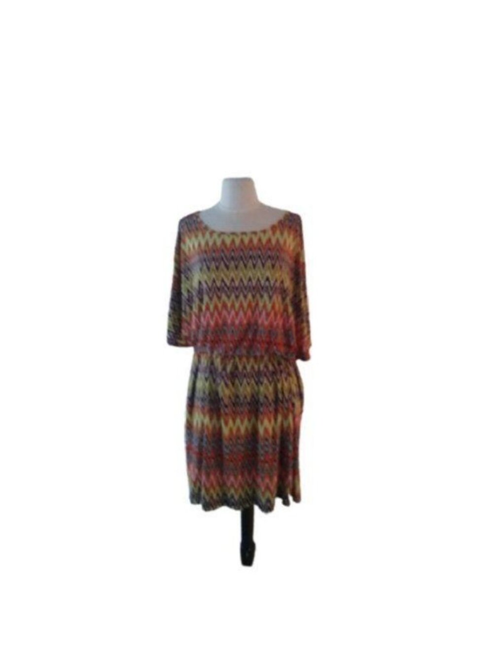 Mlle Gabrielle ZigZag Blouson Mini Dress, size 2x